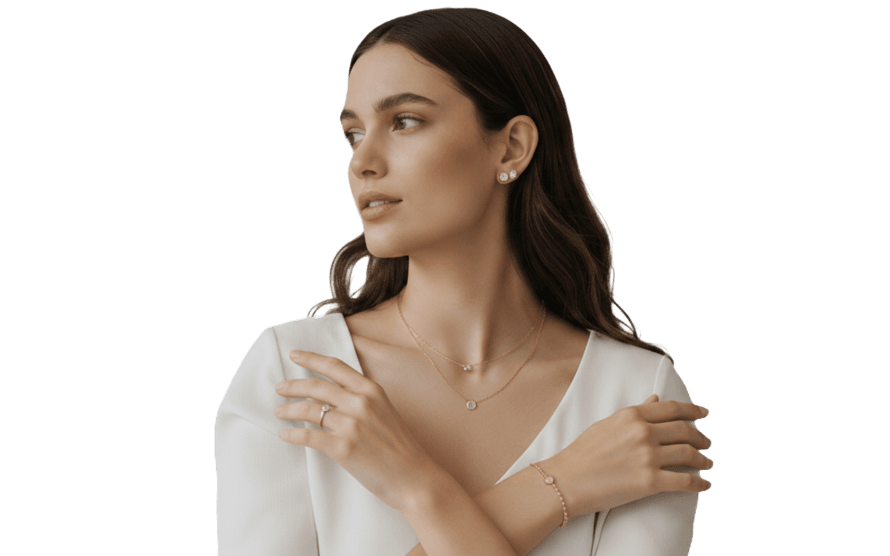 Model wearing Aurora Jewels